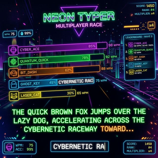 NeonType Race — Multiplayer Typing Game